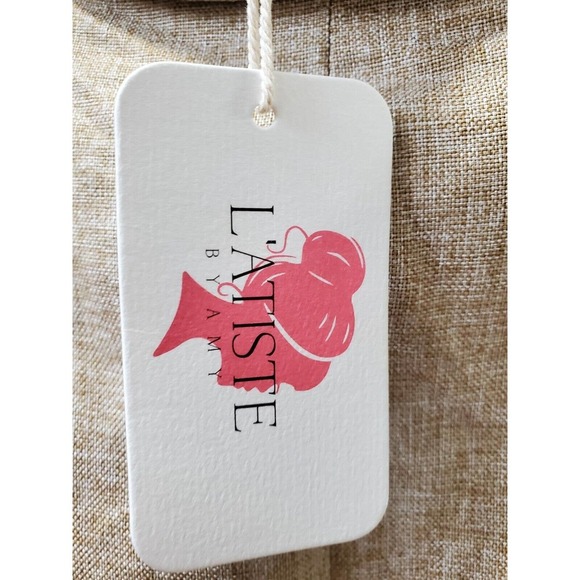 L' Atiste Beige Polyester Full Sleeve Notch Lapel Button Front Bodysuit Blazer M - Picture 7 of 11